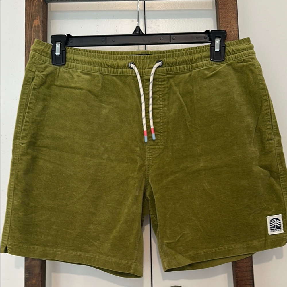 Green Flat Front Shorts with Relaxed Fit